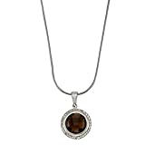 rhodiniert Zeeme Silber Damen Anhänger mit Kette 925 Sterling Silber rhodiniert 42+5cm Glas Rauchquarz braun 500244676R