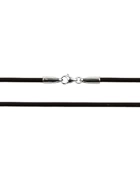 Kette Kautschuk Band schwarz L= 40 cm, 2mm stark mit 925 Sterling Silber Karabiner Verschluss, Halsband Naturkautschuk