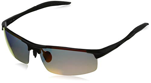 RONSOU Hommes Sport Al-Mg Polarisées lunettes de Soleil Incassables Pour Conduire Vélo Pêche Golf cadre noir/lentille rouge