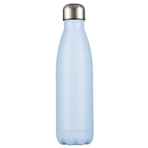 Preisvergleich Produktbild Levivo Isolierflasche, Wasserflasche bzw. Trinkflasche aus doppelwandigem Edelstahl mit Silikon, auslaufsicherer Schraubdeckel, 500 ml, Blau