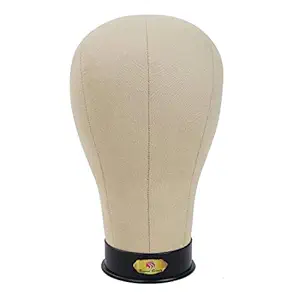Cork Canvas Block Head Mannequin Head for Making Wig Display Styling Head With Mount Hole(Canvas Head+Clamp Stand+Wig Cap+Lace Wig Cap+T-pins+C-pins+Line+Hair Clips),24