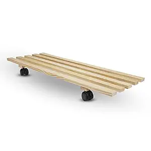 Sharpex Wooden Plant Stand | Planter Trolley Rolling Tray Coaster | Trolley Heavy Duty Wheels Flower Pot Trolley | 4 Moving Wheels Plant Trolley - Brown