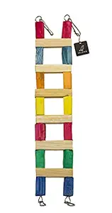 PETZOO Playful Bird Ladder Colorful Toy for Big Birds, Macaw, African Grey Pet Toy, Parrot, Cage Accessories, Resting Toy & Wooden Training Aid for Bird & Parrots