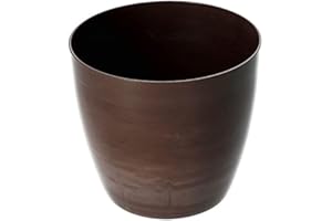 KADAX Macetero, maceta redonda de plástico, maceta para cactus, helechos, maceta brillante para balcón, apartamento y terraza (18 cm, marrón)