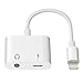 Price comparison product image Adapter for iPhone 8, Jiadou 3.5mm Aux Adapter Headphone Jack for iPhone 7, 2 in 1 adapter for iPhone X Supports Charging while Listening to music (White)