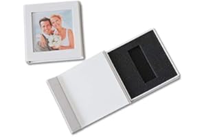 Elegantdisk Hochzeits-USB-Speicherstick-Box mit Fotofenster, weißes Kunstleder. USB-Speicherstick nicht im Lieferumfang enthalten.
