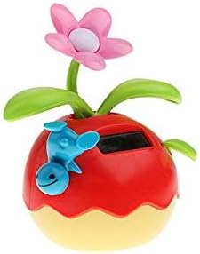 Veroda Cute Solar Powered Flip-flap Dancing Flower Home Car Ornament Kids Toy Christmas Gift Red