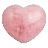 Kyeygwo Rose Quartz Puff Heart Healing Crystals Love Stone, Pocket Stones Palm Worry Stone For Reiki Meditation Balancing, 1.7" (1 Pcs)