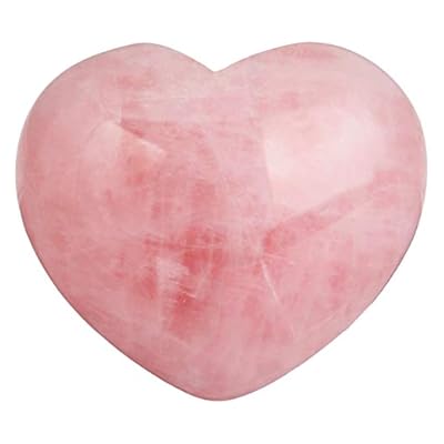 Kyeygwo Rose Quartz Puff Heart Healing Crystals Love Stone, Pocket Stones Palm Worry Stone For Reiki Meditation Balancing, 1.7" (1 Pcs)