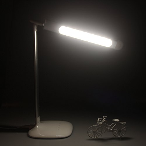 ALED LIGHT ®6W Dimmable LED Desk Lamp ,3 Light Farbenmodi LED Tischlampe, 5 Helligkeitsstufen Dimmbar 180° Faltbar mit Nachtlicht-Funktion ,Silber, 9 Warmweiß Leds ,18 Kaltweiß Leds，USB Port[Energieklasse A] - 5