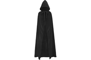 Yi'antai Capa Negra con Capucha, Disfraz de Bruja Negra, Cosplay Capa de Vampiro o Bruja, Halloween Disfraz Mujer, Capa Negra, Capa de Adulto, Disfraz de Disfraz para Halloween