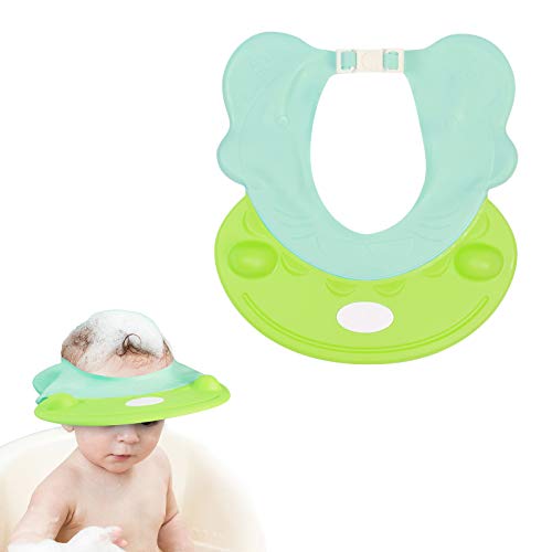 Preisvergleich Produktbild ZoomSky Einstellbar Shampoo Augenschutz Schutzschild Hippo Bade Spritzschutz Dusche Schützen Bademütze für Baby Kinder(Grün)
