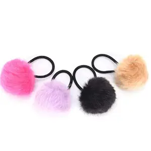 HOME REPUBLIC- 2 ANY COLOUR Ponytail Holder Hair Tie Rope Elastic Hair Bands Plush DOUBLE BALL Fur