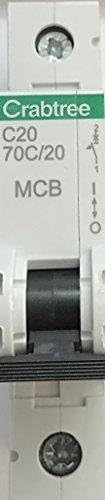 Crabtree Polestar 20Amp Type C20 Single Pole 1 Phase MCB Breaker 70C/20