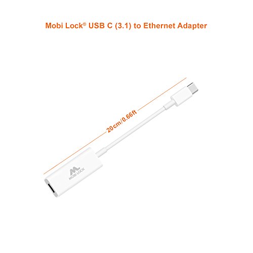 Mobi Lock USB-C (3.1) Ethernet LAN Netzwerkadapter Gigabit Kompatibel (Geeignet für Gigabit-Netzwerke 10/100/1000 MBit) – Kompatibel mit Apple MacBook (2016), Chromebook Pixel 2 und Allen Anderen USB-C (3.1) Unterstützte Laptops und Computer - 3