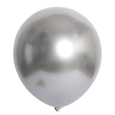 yuyuanDO 50 PCS Premium Epaissir Latex Ballons métalliques Anniversaire Deco Fête Mariage Soiree Fille Deco Ballons Confettis Bannière Guirlande Ballons avec Anniversaire décoration (30*30CM) (Argente)