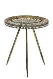  J-Line Ausziehtisch, rund, 3 Füße, Metall, Antik-Optik, Gold/Blau