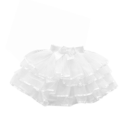 Amur Leopard Falda Corta de Niña para Verano de Tul con Volante Tutú Adorable para Niñas de 12-14 Años (Blanco)