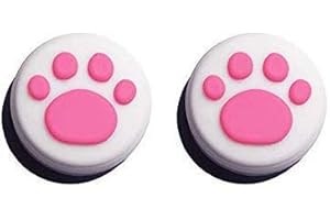 VIKISDA Silikon-Kappen für analogen Thumbstick von Nintendo Switch NX NS Joy-Con-Controller, 2 Stück, weiß-rosa, süße Katzenpfoten