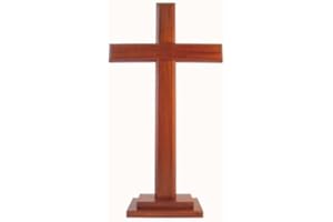 Shalom 60cm standing cross square base Christian desktop gift crucifix wooden wood