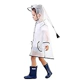 ☂CONVENTION: A nice raincoat for children to wear while taking a school backpack, on the back to school or playing games. Comfortable cycling or running, activities free. With the portable storage bag you can also put it in your pocket if you get wet after use and wear it anytime.