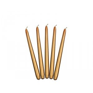 Spitzkerzen, 24 cm, Metallic-Optik, Brenndauer 6 Stunden, 10 Stück - Metallic Gold