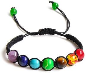 7 Chakra Bracelet Healing Balance Stone Beaded Bracelet,Balance Reki Bracelet Natural Tiger Eye Stone Fashion Bracelet for Men/Women As Picture