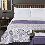 DecoKing Easy Care Throw 220 x 240 cm Purple White Bedspread With Abstract Two-Sided Alhambra Whit DecoKing Easy Care Throw 220 x 240 cm Purple White Bedspread With Abstract Two-Sided Alhambra Whit