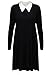 NEW BLACK PETER PAN COLLAR PLAIN LONG SLEEVE JERSEY SWING PARTY DRESS SIZE 8-18 (XXL (16-18))