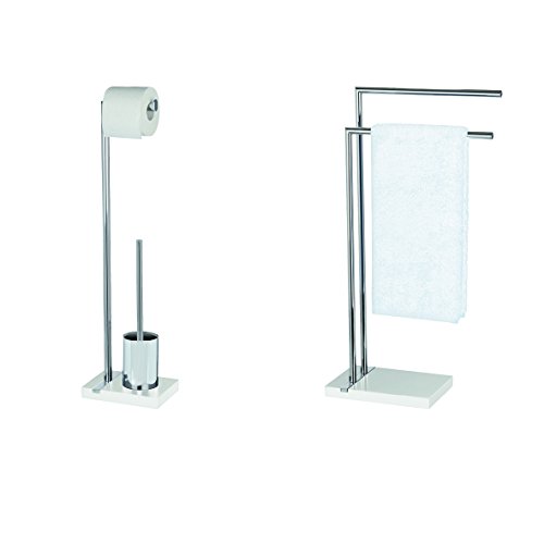 WENKO 20487100 Handtuchständer Noble White mit 2 Armen – Kleiderständer, Stahl, 45.5 x 82 x 20 cm, Chrom - 3