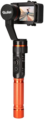 Rollei Profi Actioncam Gimbal - 3-Achsen Schwebestativ (Stabilisator/Steadycam) fÃ¼r Actioncams, inkl. App fÃ¼r Fernsteuerung, passend fÃ¼r Rollei Actioncams und GoPro Hero 6 / 5 / 4 und 3 sowie weitere Actioncams - Schwarz/Orange
