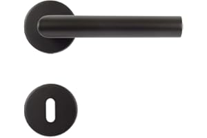 STROXX Drückergarnitur BB - Gehrungsform - Edelstahl schwarz matt beschichtet - Drücker - Rosette - Zimmertür - Badezimmertür