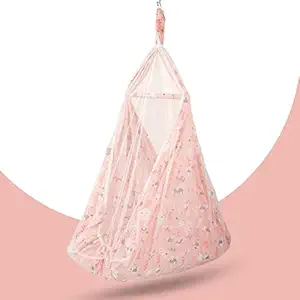 GoodLuck Baybee Cuddle Newborn Baby Boy's and Girl's Sleep Cotton Randy Hanging Swing Cradle/Jhula/Jhoola/Bed/Bedding Set with Net and Spring for 0-12 Months