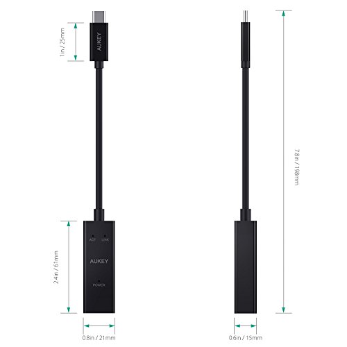 AUKEY USB C Adapter zu Gigabit Ethernet 1000 Mbps Type-C zu RJ45 Adapter mit 3 Anzeigen für Macbook Pro 2016 / Google ChromeBook Pixel und andere Type C Geräte, Schwarz - 7