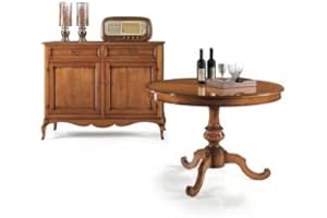 Mar.c.a. Design, Mesa Redonda Extensible, Mesa Redonda Comedor de Madera, Nogal - Mesa Cocina Extensible 120 cm + 1 Extensión de 40 cm - Mesa Salon y Cocina de Estilo Clásico - Made in Italy