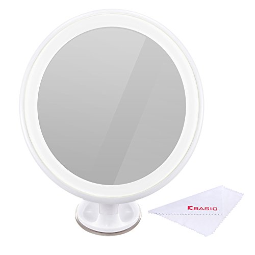 eBasic Kosmetikspiegel Beleuchtet mit 5 / 7-facher Vergrößerung und Saugnapf-Grundplatte Warmem LED Licht, 360º Drehbar für Makeup (USB Laden) (5 x VergrößErung)