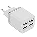 Price comparison product image Hemore Automotive White Plastic 4 Ports USB Travel Wall Charger Multi Power Adapter Pack US EU Plug Car vehicle Accessory