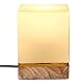 Produktbild IJ INJUICY INJUICY Mini Cube Table Lamps Glass Shade & Wooden Base Morden Bedside Desk Lamp for Bedside Bedroom Living Dining Room Cafe Bar Hallway Decor