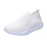 Dorical Damen Laufschuhe/Frauen Turnschuh Flach Sportlich Fitnessschuhe Low Sneaker Outdoor Leichte Freizeitschuhe Gym Schuhe Sportschuhe Traillaufschuhe für Mädchen (Weiß,41 EU)