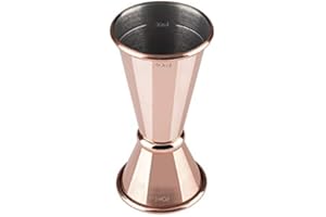 BUDDY´S BAR Buddy's Bar - Misurino da Bar, 2 cl / 4 cl Doppio misurino con indicatore di quantità, Misure Interne 1 cl / 3 cl, Jigger di Alta qualità, Materiale Adatto al Contatto con Alimenti, Rame Lucido