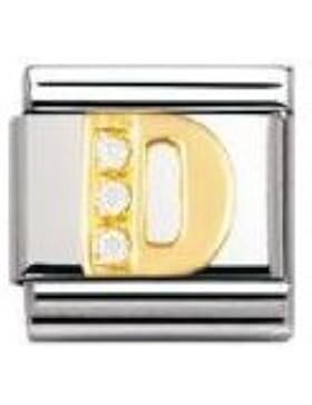 Nomination Comp. Classic BUCHST. Edelstahl, 18K-Gold und Cubic Zirc. (D) 030301