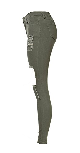 iRachel Damen Jeanhose Skinny Röhrenjeans Bleistifthose Hose Dünn Ripped Loch Bleistift Hose - 2