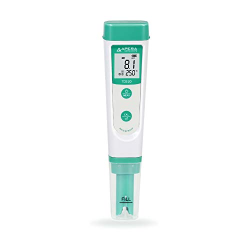 Apera Instruments TDS20 TDS-Meter, digitales Messgerät mit Temperaturanzeige (1% Genauigkeit, ±0.5°C, wasserfest, ATC, Tragekoffer)