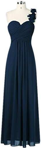 zeeber Cheap Sexy One shoulder Chiffon Elegant Royalblue White Engagement Formal Floor Length Long Party Evening Dress