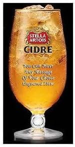 20oz Stella Cidre Glass Personalised With Your Own Text/Message UPTO 20 Letters In Gift Tissue &amp; Gold Gift Box