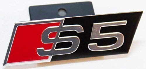 Uauto S5 Parrilla Delantera La Divisa Emblema para Programado Grill Tipos, Cromo Negro Rojo