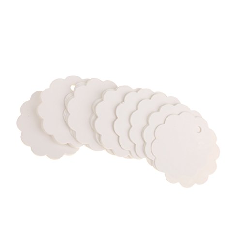 100Stk Etiketten Gift Anhänger Tags Geschenkanhänger Kraftkarton Geschenkkarten viele muster auswahl – Weiß/Blume - 3