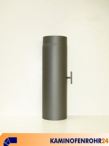 Ofenrohr Verlängerung mit Drosselklappe 500 mm Ø 120mm grau gussgrau polierte und geschliffene Nähte
