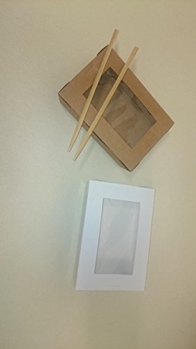 15 braune / weisse Bioboxen mit Sichtfenster für Gebäck, Kuchen, Pralinen, Kekse, Cupcakes, Salat-Box „To-Go“, Bio-Verpackung – EINE IDEE ZUM VERSCHENKEN – Geschenkboxen, Food-Box, Take-Out-Box, Lunch-Box – Größe L/ XL (180 x 120 x 60 mm – Inhalt: 1100 ml, braun) - 3