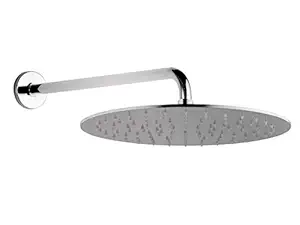 ANMEX 12inch Round UltraSlim Stailness Steel (SS304) Heavy Rain Shower Head with 24inch Round Shape Arm (Silver, Chrome Finish)